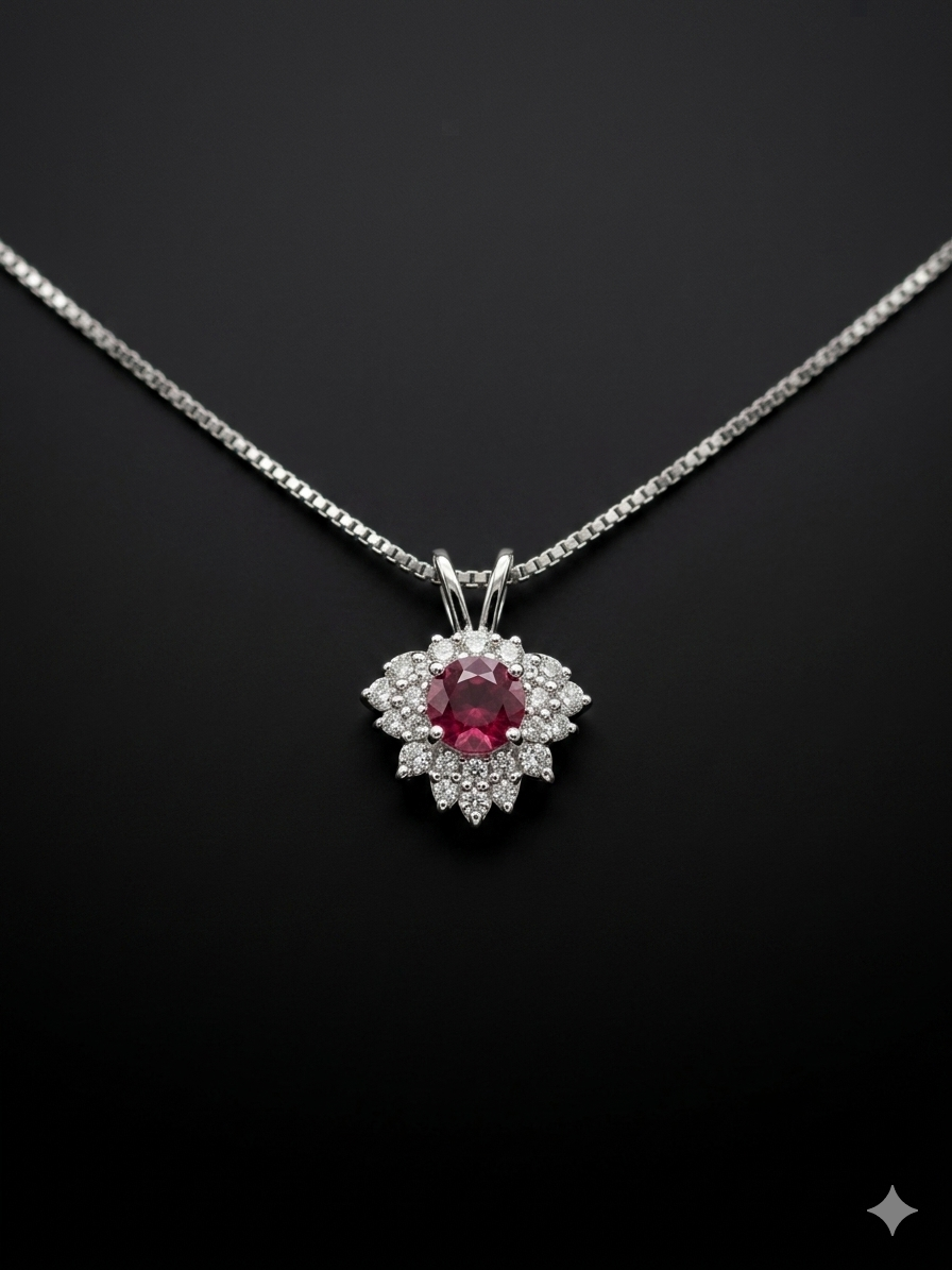 Ruby Bloom 925 Silver Pendant