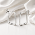 Silver Aura Square Hoops