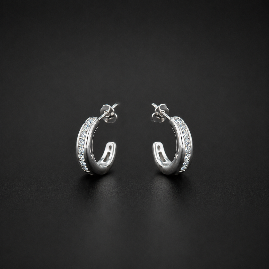 Luna Spark Silver Hoops