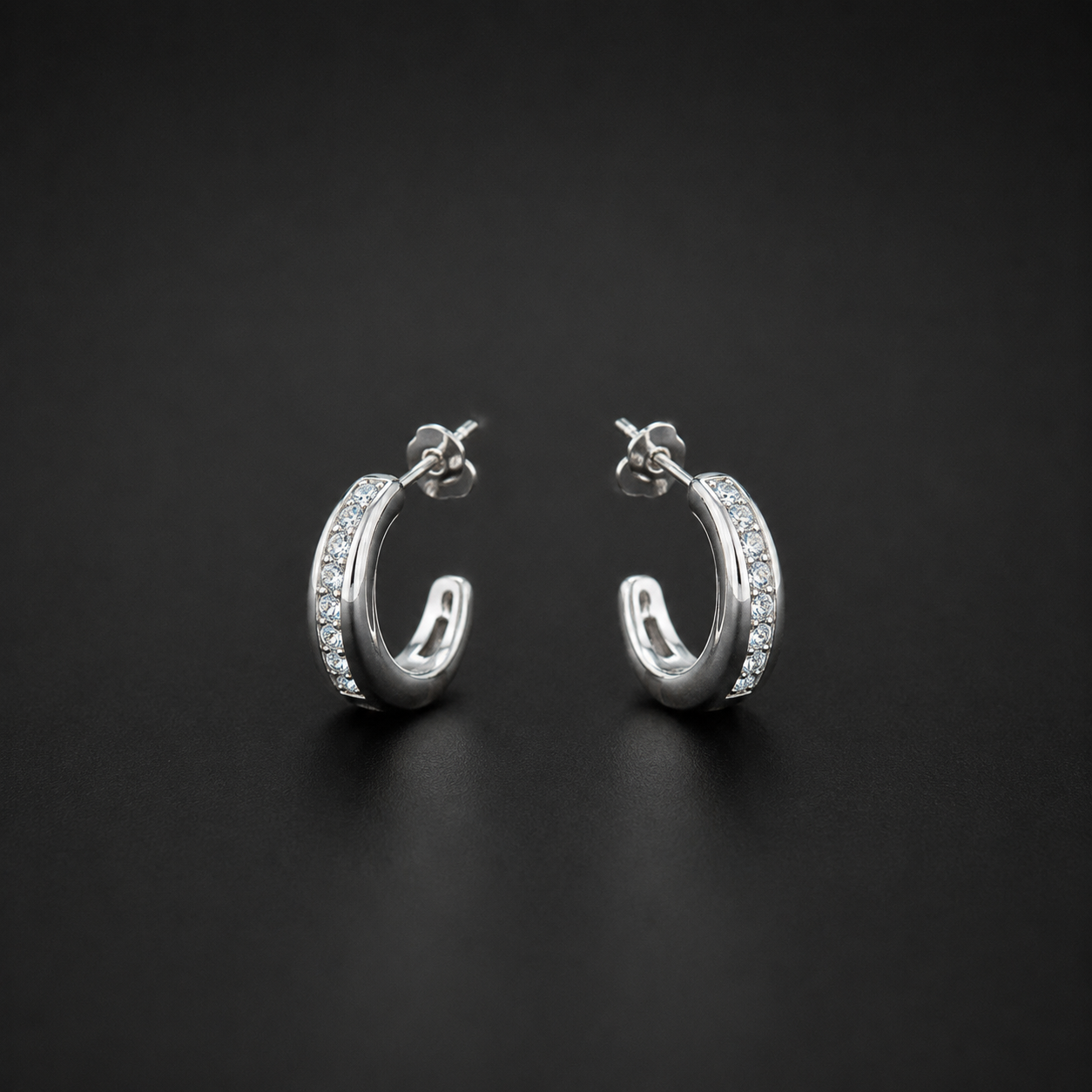 Luna Spark Silver Hoops