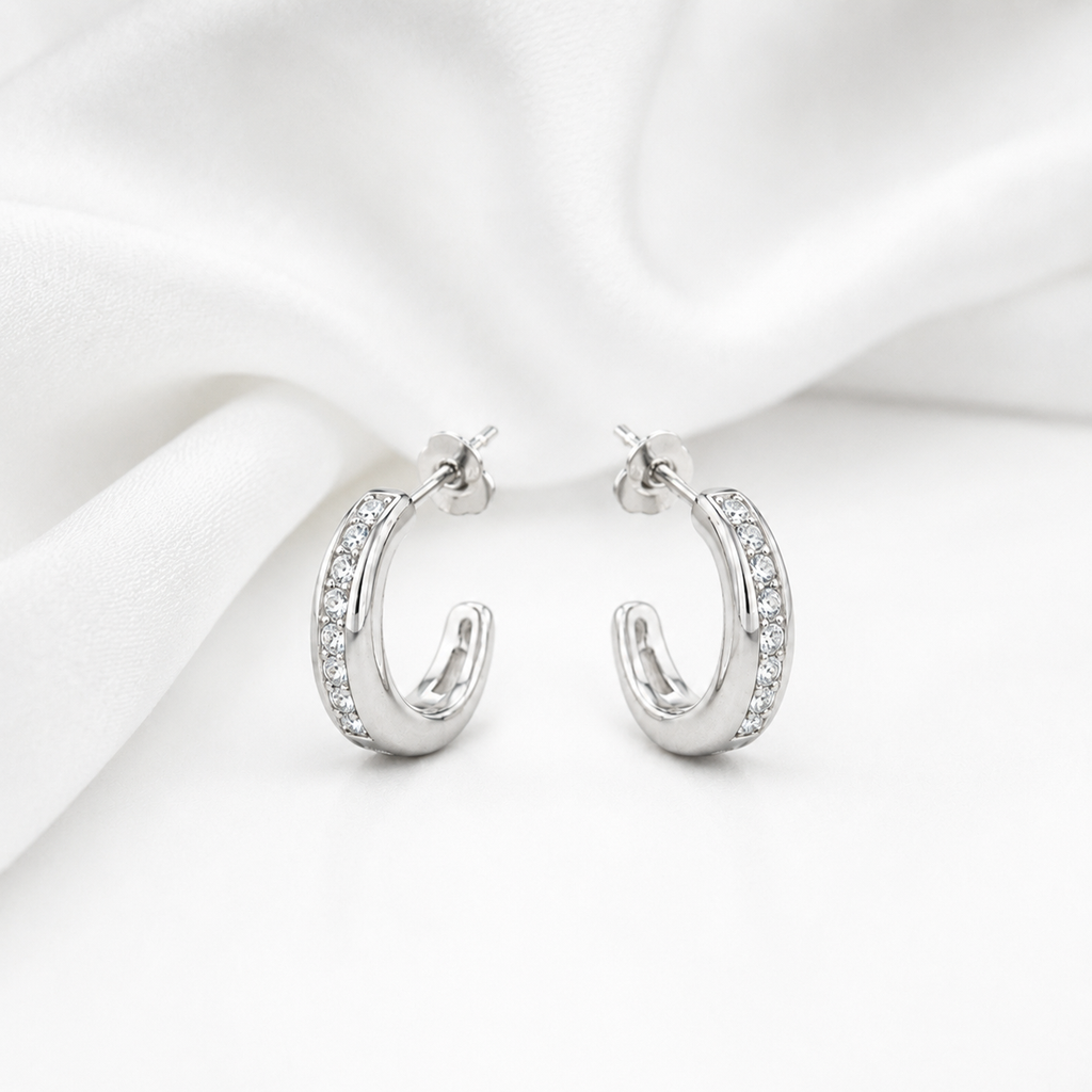 Luna Spark Silver Hoops
