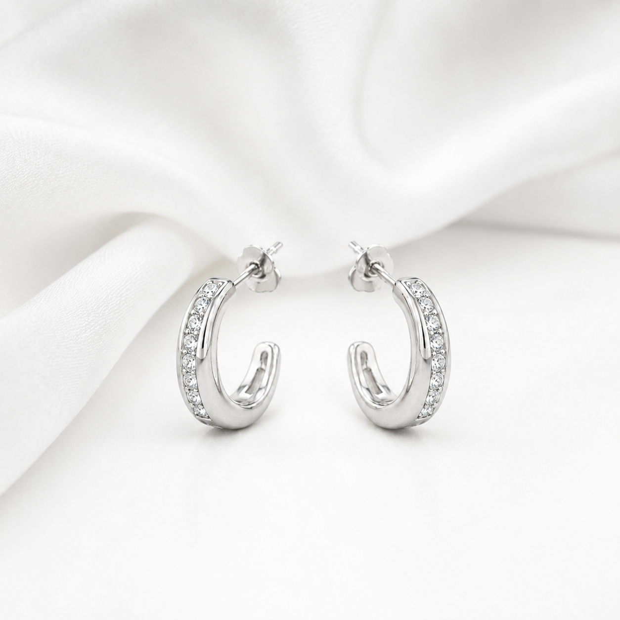 Luna Spark Silver Hoops