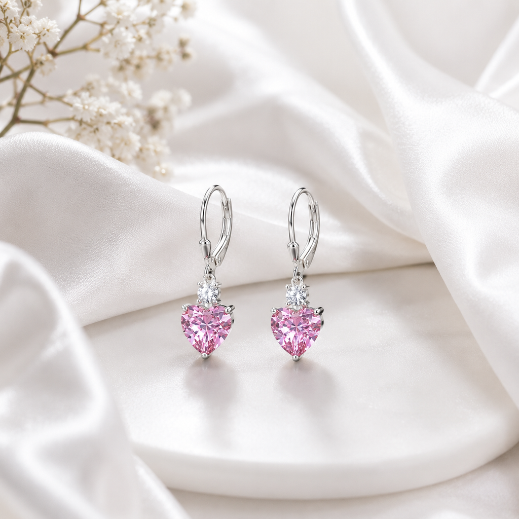 Blush Heart Drop Earrings