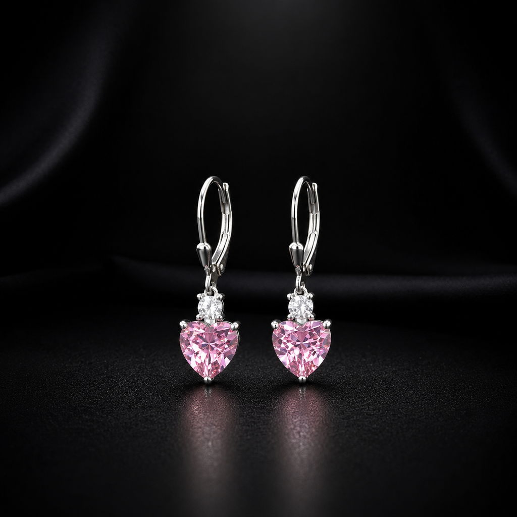 Blush Heart Drop Earrings