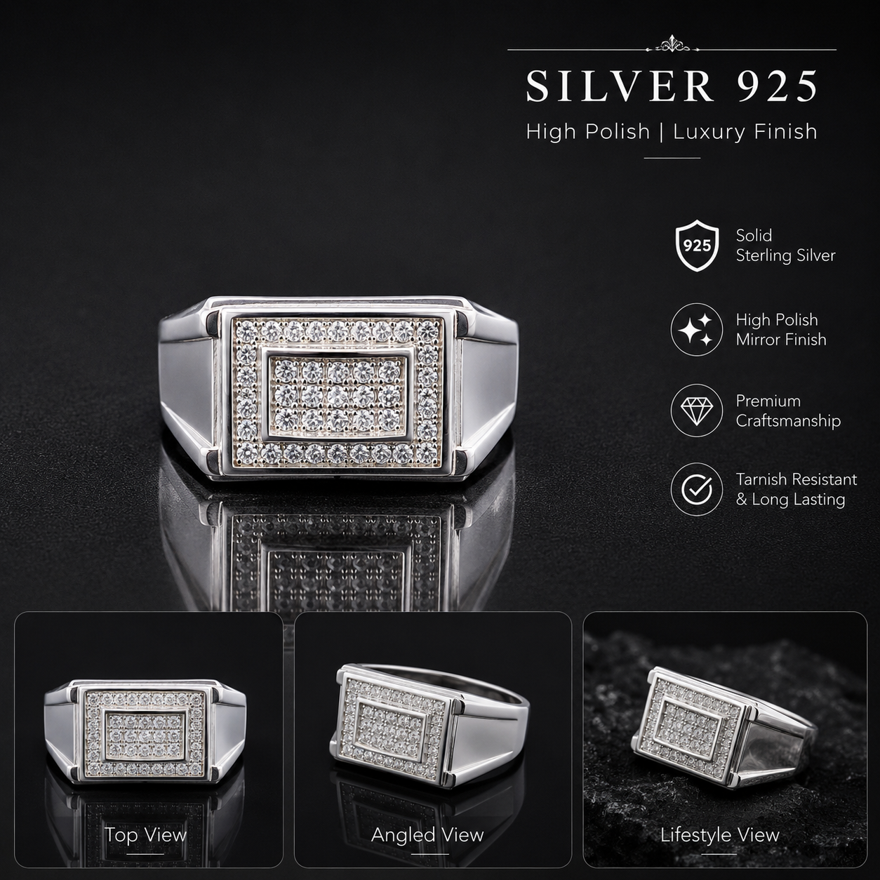 Crest 925 Sterling Silver Ring