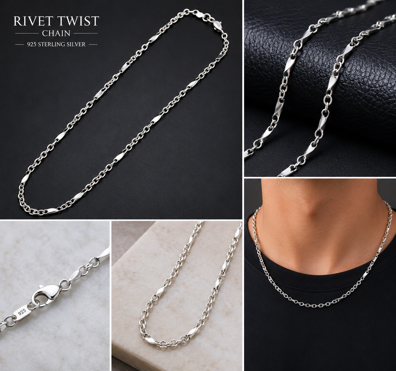 Rivet Twist Silver 925 Chain