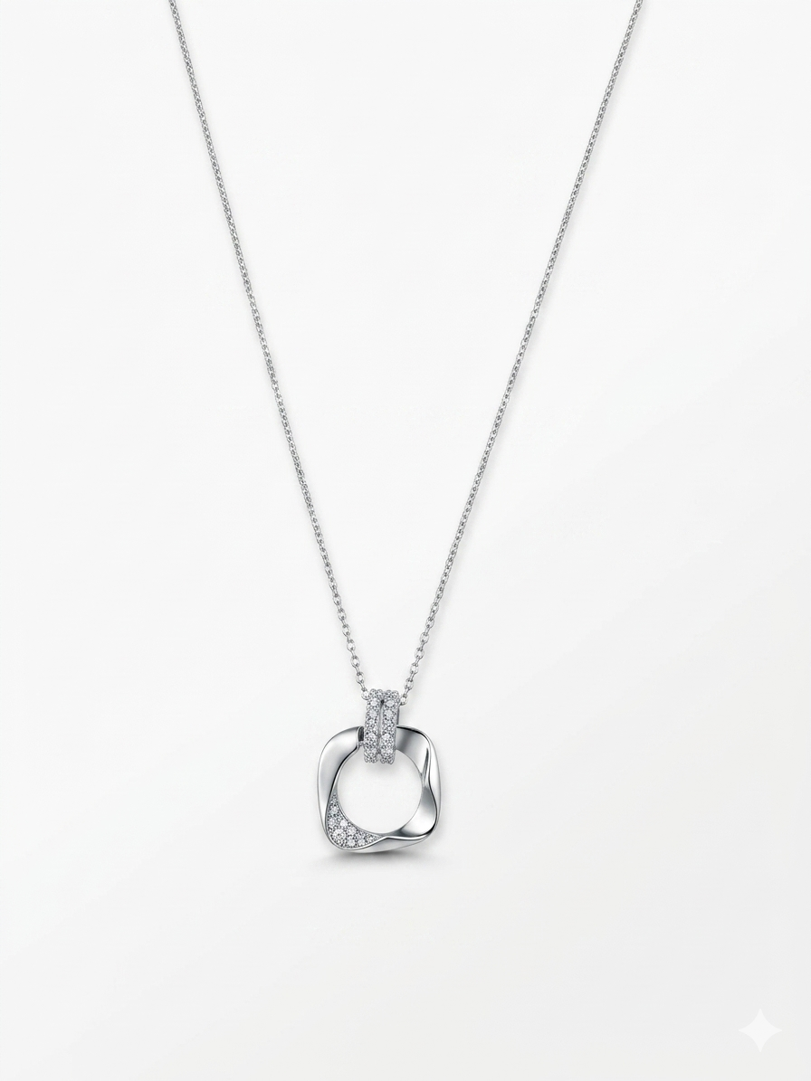 Elegant Silver Zircon Pendant Necklace