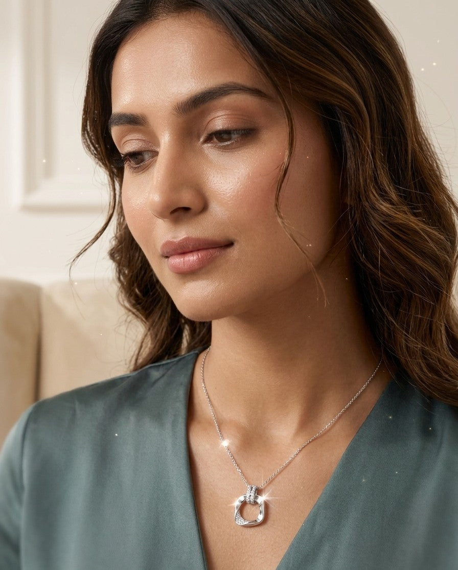 Elegant Silver Zircon Pendant Necklace